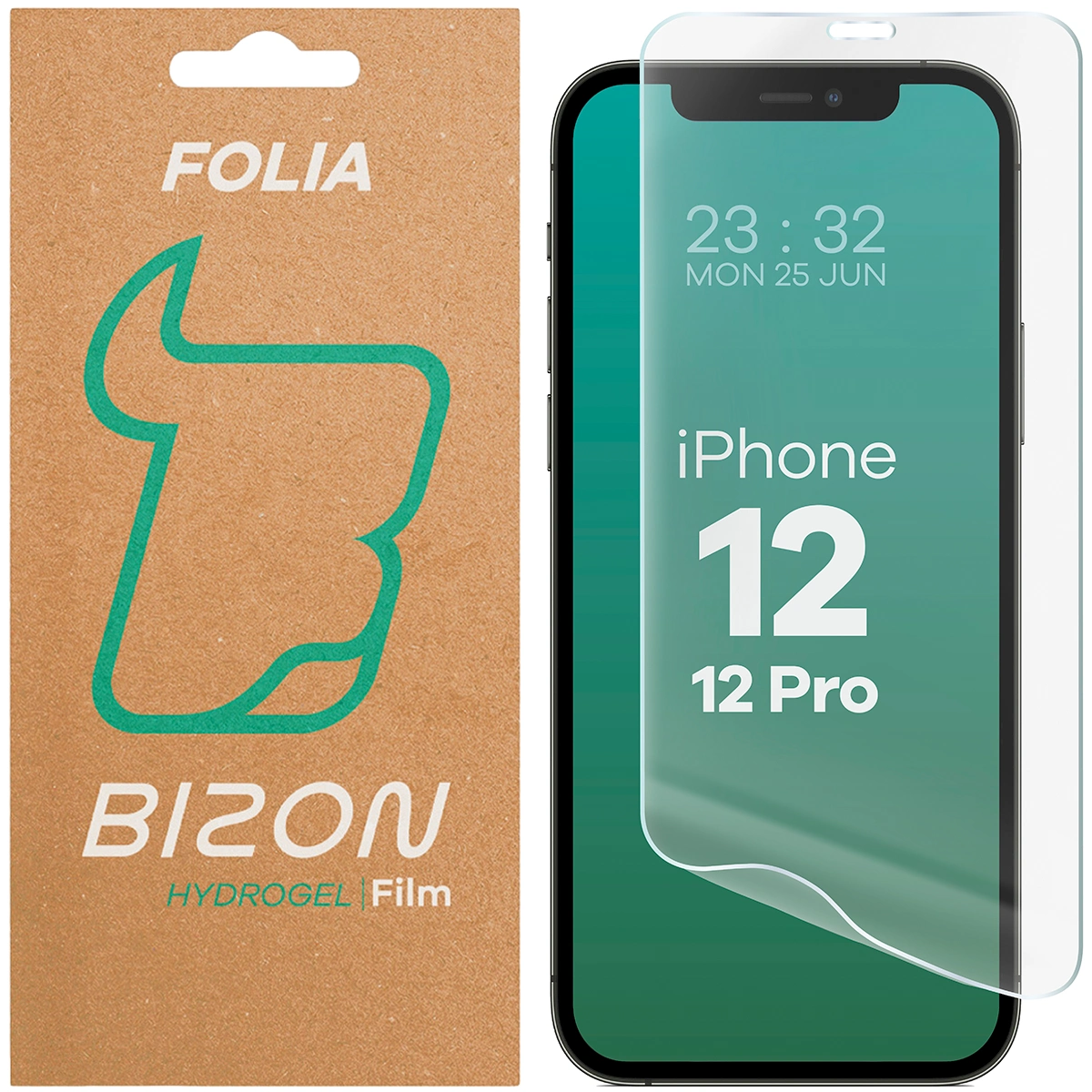 Pudełko i folia hydrożelowa na ekran Bizon Film Hydrogel Front do Apple iPhone 12 / Apple iPhone 12 Pro