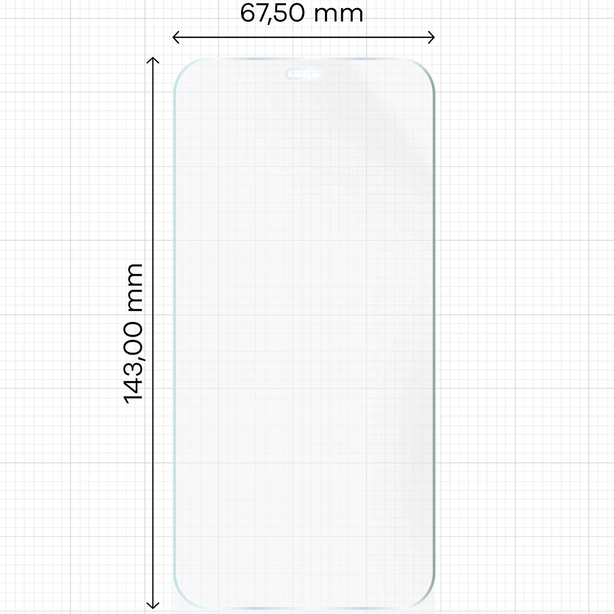 Miarka z wymiarami folii hydrożelowej Bizon Film Hydrogel Front do Apple iPhone 12 / Apple iPhone 12 Pro