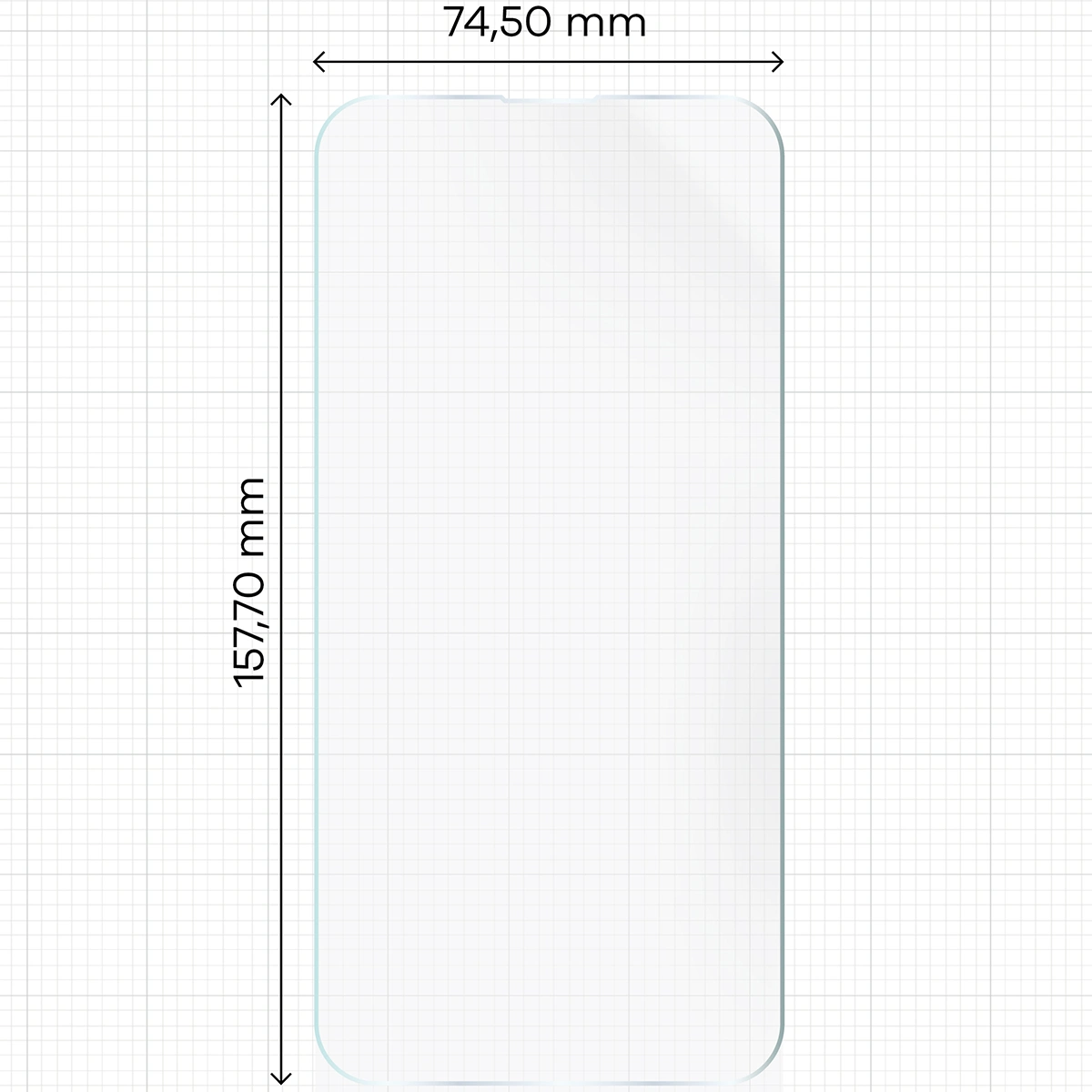 Miarka z wymiarami folii hydrożelowej Bizon Film Hydrogel Front do Apple iPhone 14 Pro Max