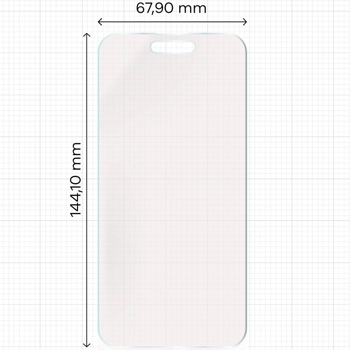 Miarka z wymiarami folii matowej Bizon Film Sun do Apple iPhone 14 Pro
