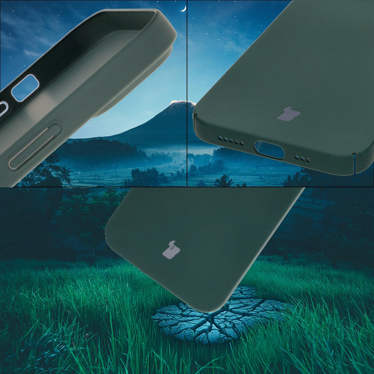 Zintegrowane osłony na przyciski, wycięcia i twardy materiał etui Bizon Case Łupka do Apple iPhone 14