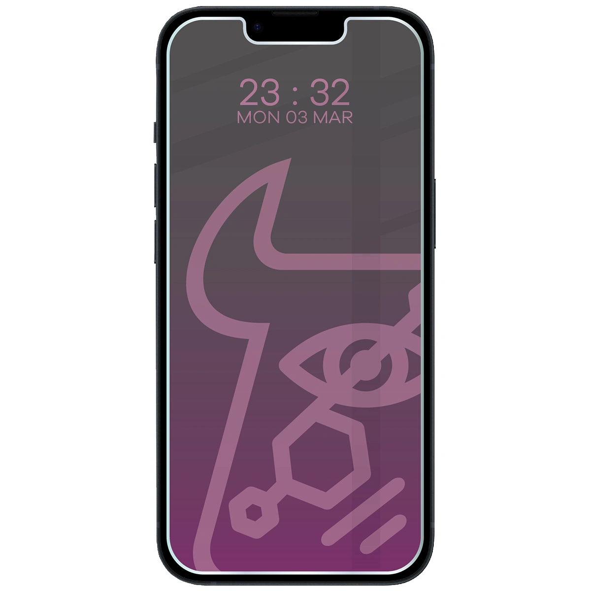 Wizualizacja szkła Hybrid Shadow nałożonego na telefon Apple iPhone 14