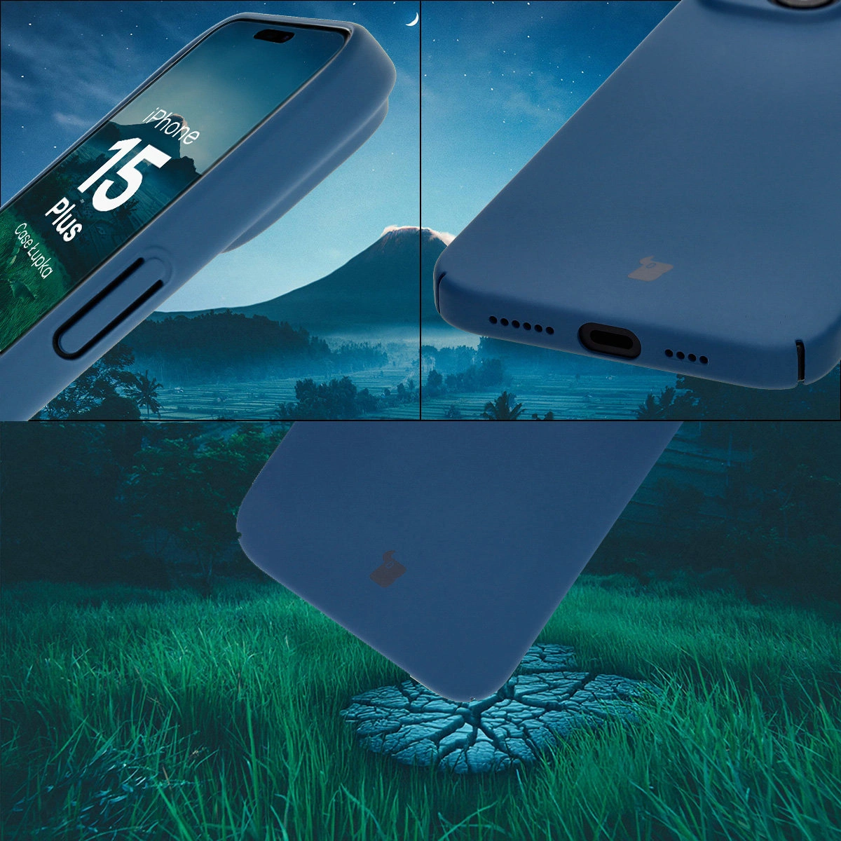 Zintegrowane osłony na przyciski, wycięcia i twardy materiał etui Bizon Case Łupka do Apple iPhone 15 Plus