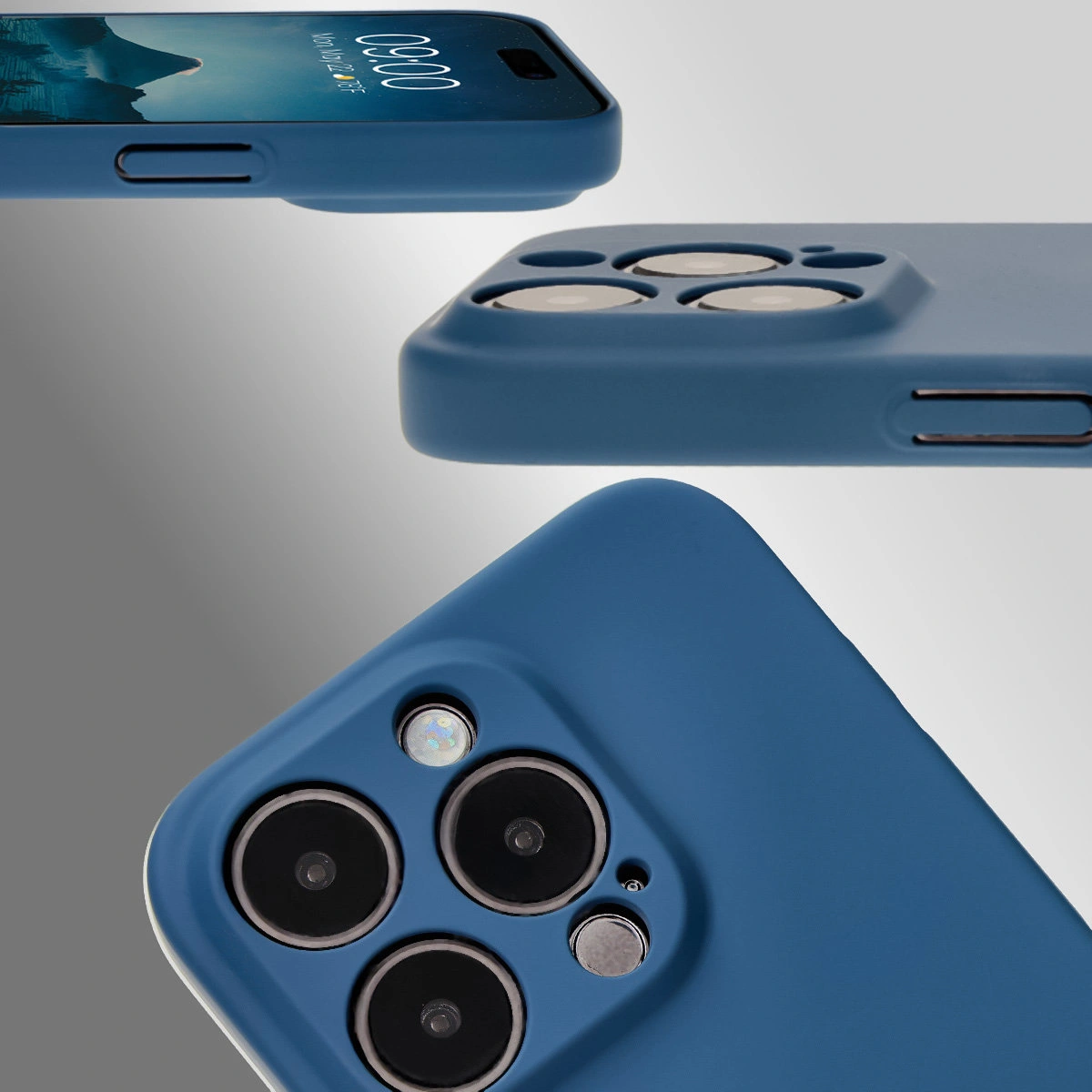 Dedykowane wycięcia i podwyższone krawędzie aparatu i ekranu w etui Bizon Case Łupka do Apple iPhone 15 Pro