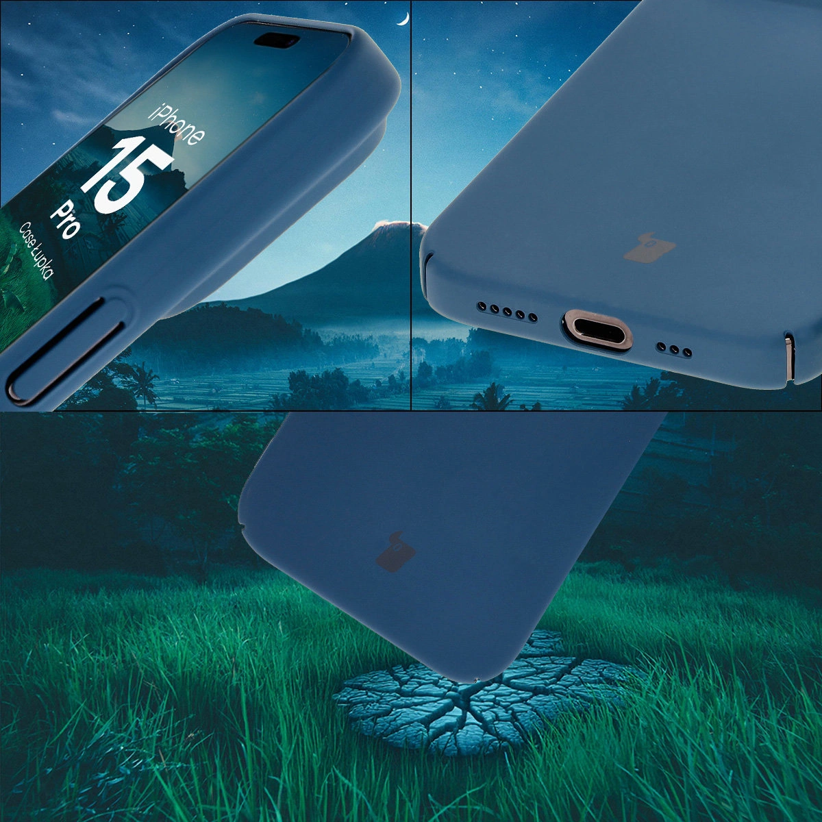 Zintegrowane osłony na przyciski, wycięcia i twardy materiał etui Bizon Case Łupka do Apple iPhone 15 Pro