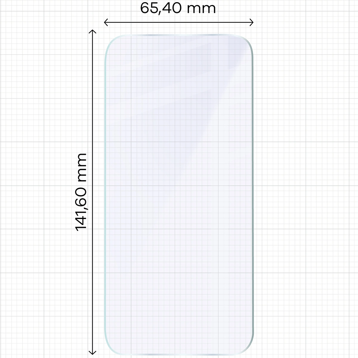 Miarka z wymiarami szkła hybrydowego Bizon Hybrid Mule Duo do Apple iPhone 15 Pro