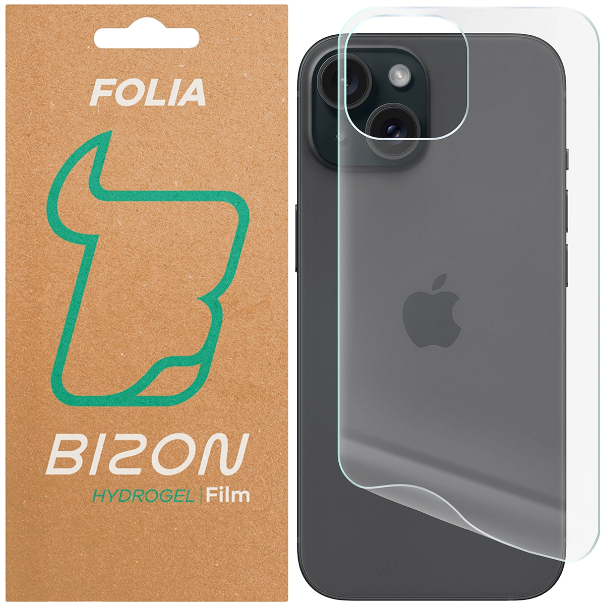 Pudełko i folia hydrożelowa na tył Bizon Film Hydrogel Back do Apple iPhone 15