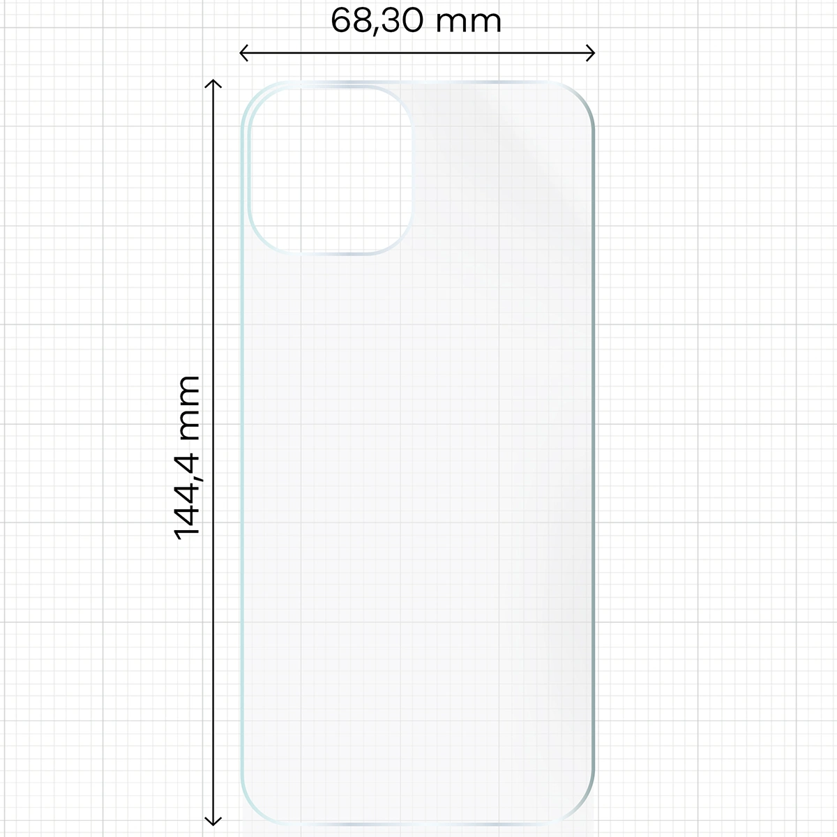 Miarka z wymiarami dla folii hydrożelowej Bizon Film Hydrogel Back do Apple iPhone 15