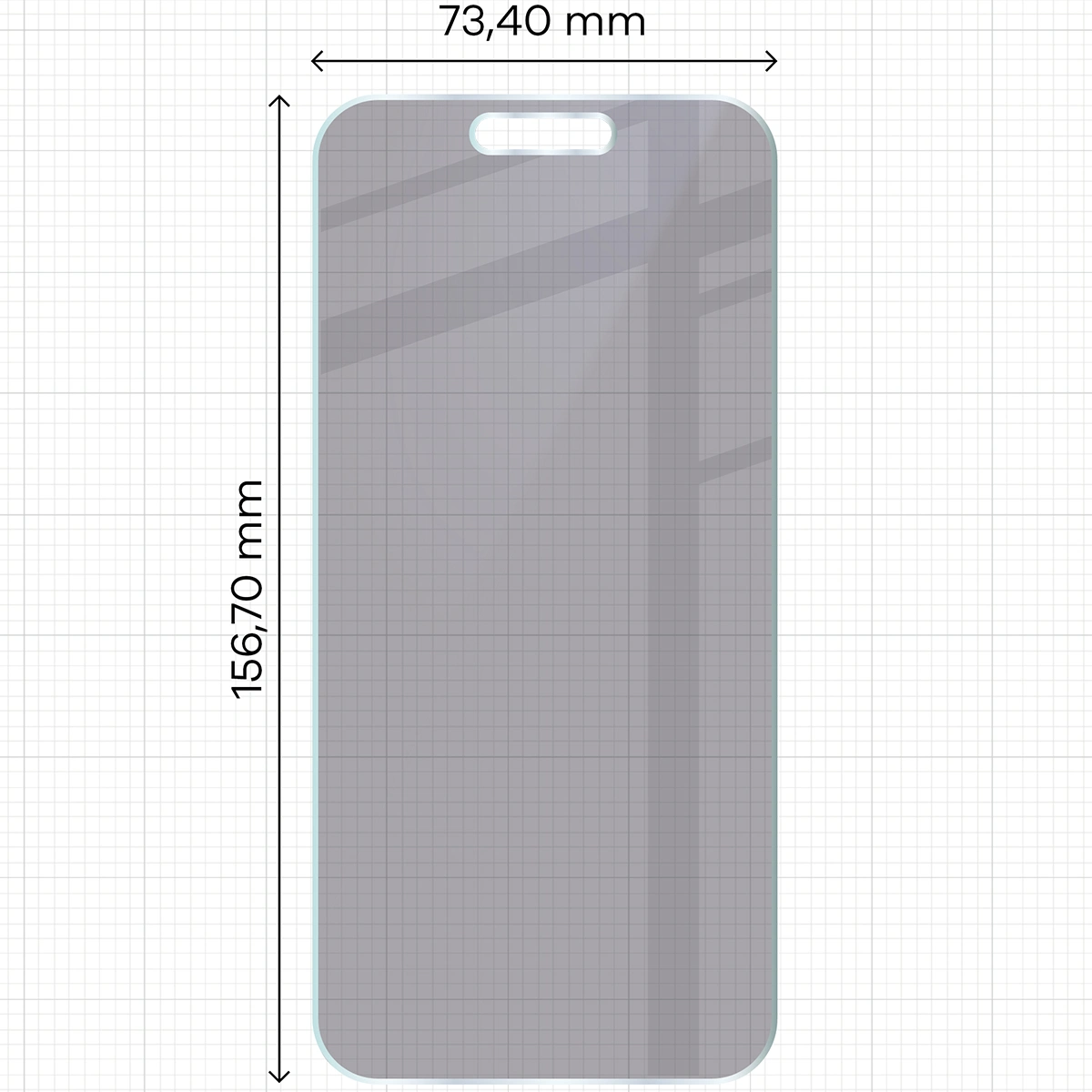 Wymiary szkła Bizon Hybrid Shadow do Apple iPhone 16 Plus