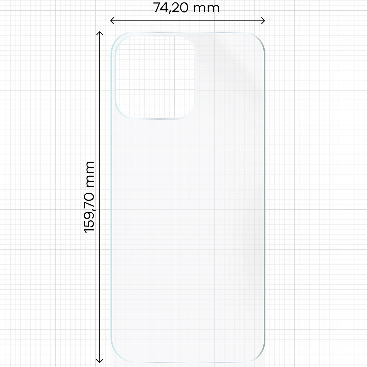 Miarka z wymiarami dla folii hydrożelowej Bizon Film Hydrogel Back do Apple iPhone 16 Pro Max