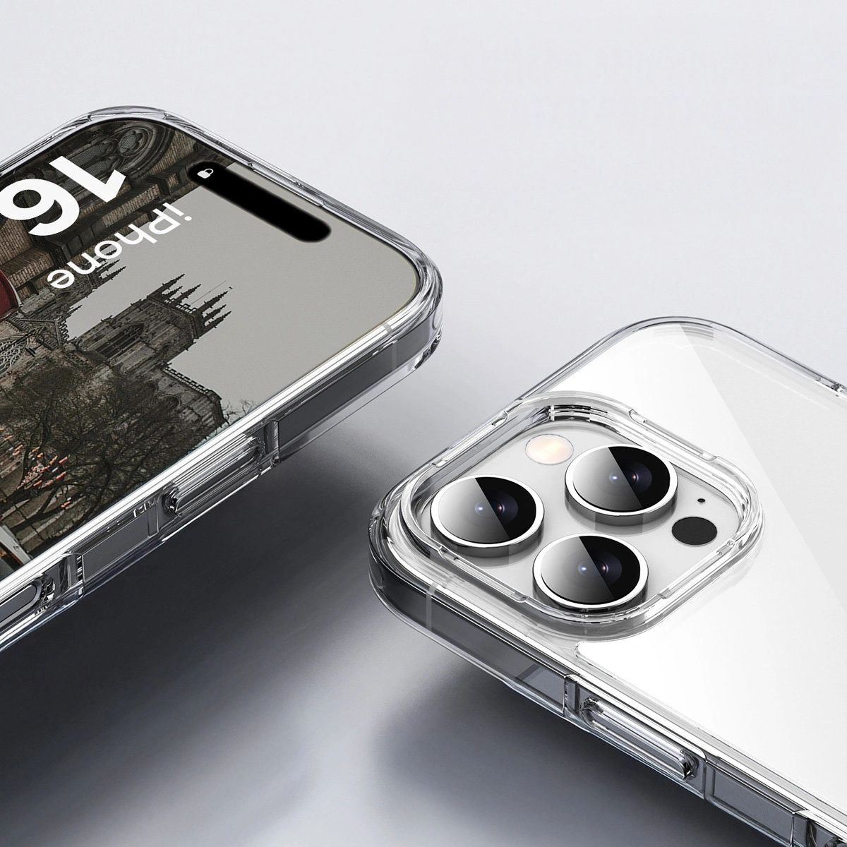 Wzmocnione narożniki i podwyższone ranty ekranu w etui Bizon Case Halo do Apple iPhone 16 Pro