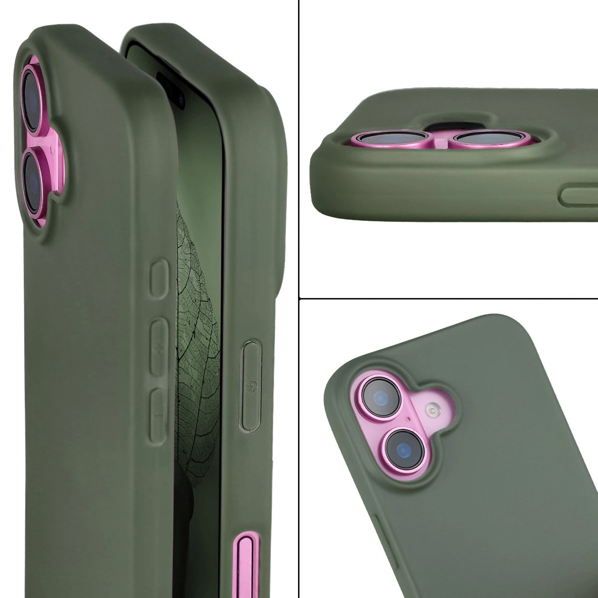 Podwyższone krawędzie i powłoka antypoślizgowa w etui Bizon Case ReLeaf do Apple iPhone 16