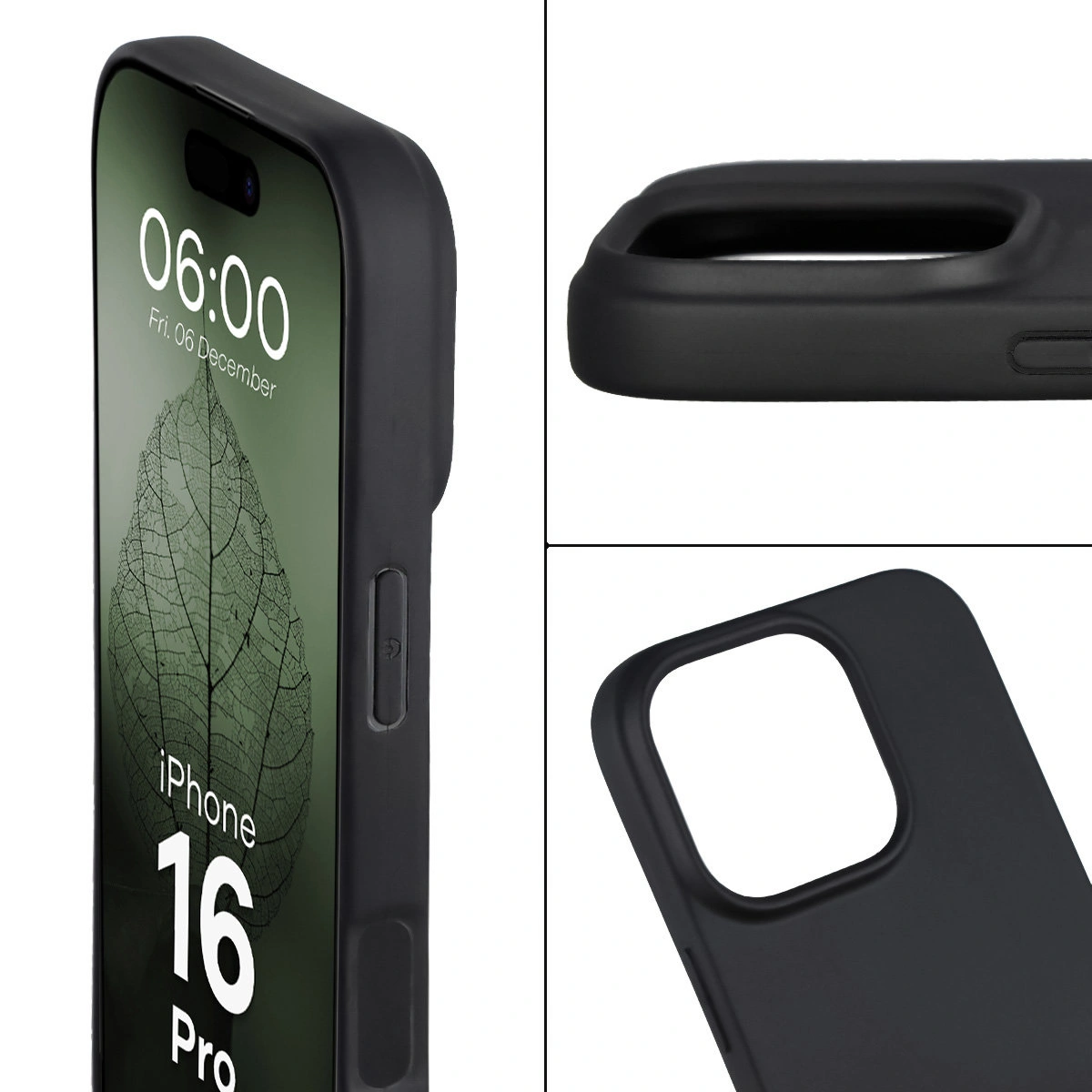 Podwyższone krawędzie i powłoka antypoślizgowa w etui Bizon Case ReLeaf do Apple iPhone 16 Pro