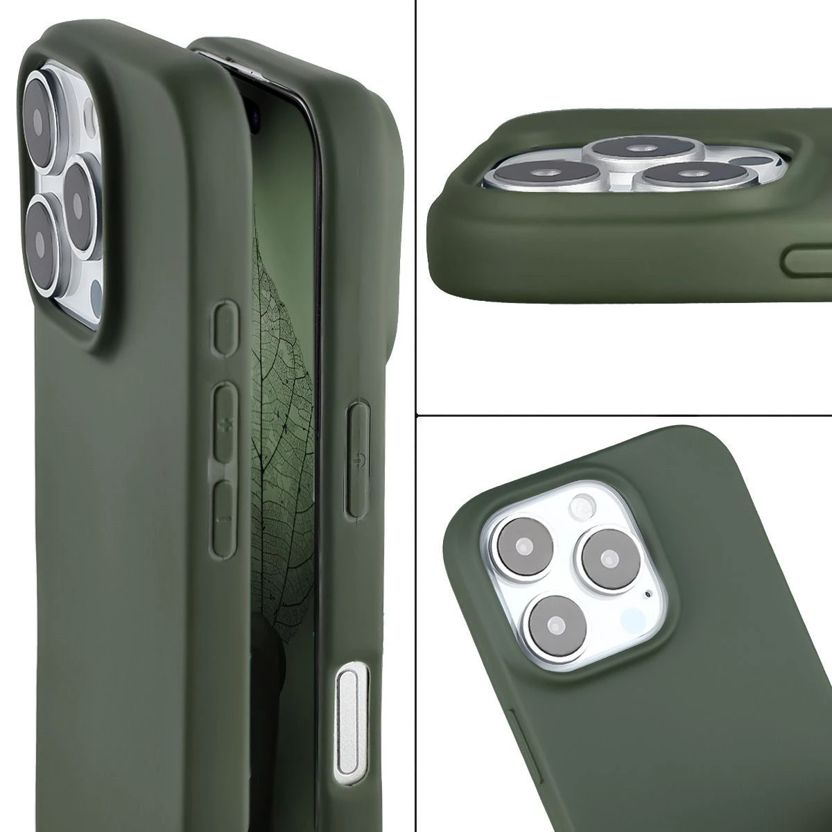 Podwyższone krawędzie i powłoka antypoślizgowa w etui Bizon Case ReLeaf do Apple iPhone 16 Pro