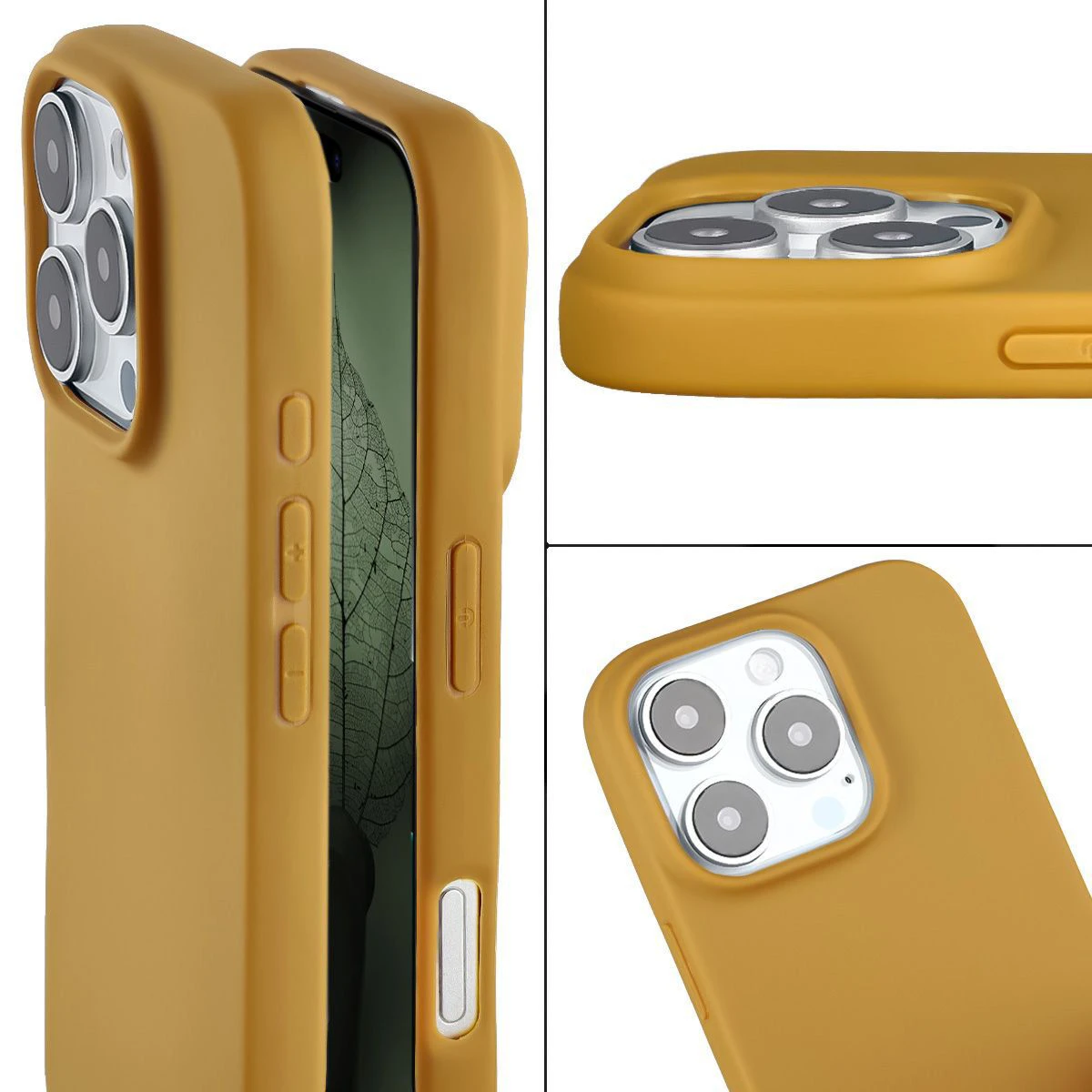 Podwyższone krawędzie i powłoka antypoślizgowa w etui Bizon Case ReLeaf do Apple iPhone 16 Pro
