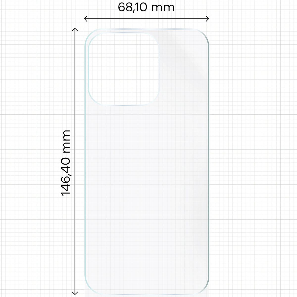 Miarka z wymiarami dla folii hydrożelowej Bizon Film Hydrogel Back do Apple iPhone 16 Pro