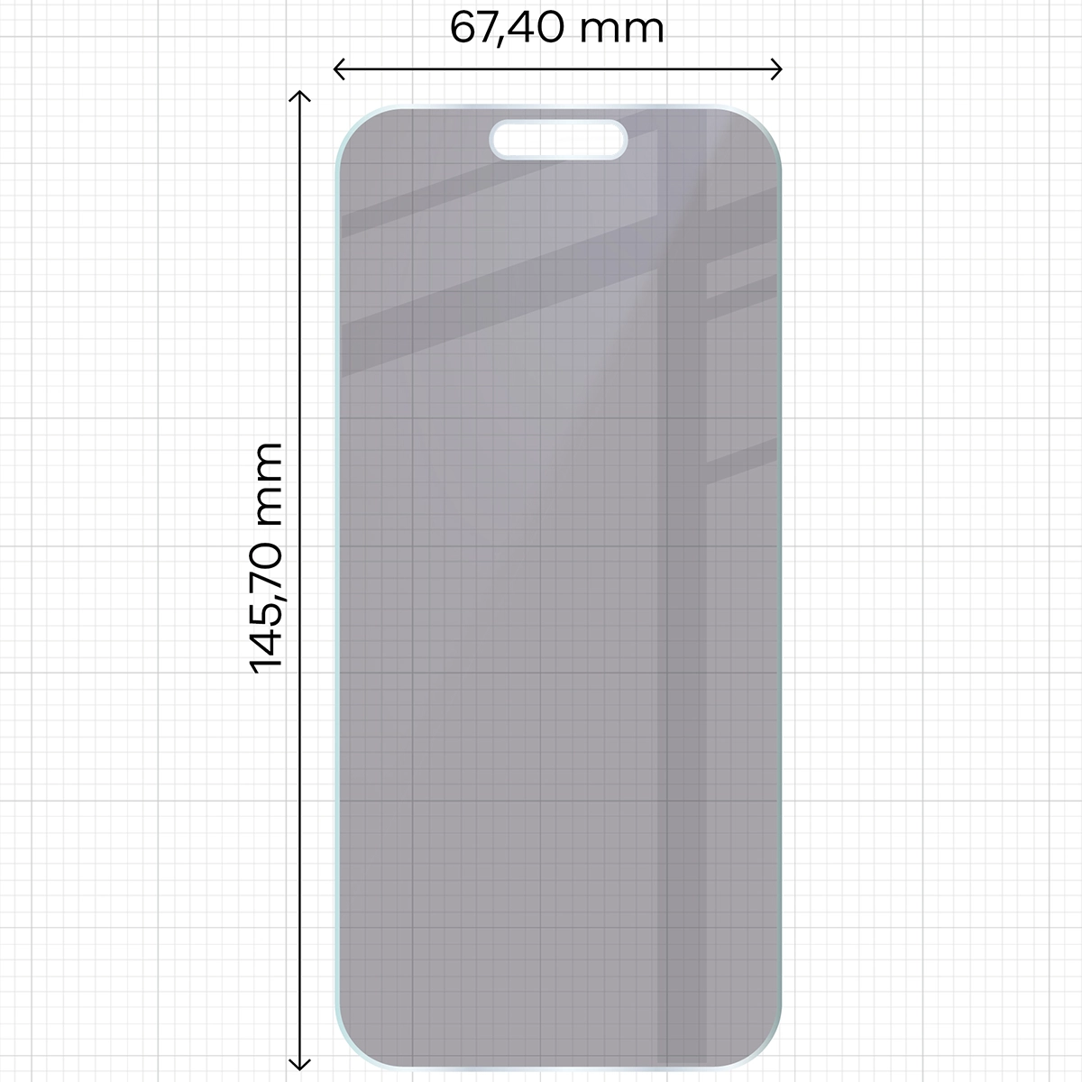 Wymiary szkła Bizon Hybrid Shadow do Apple iPhone 16 Pro