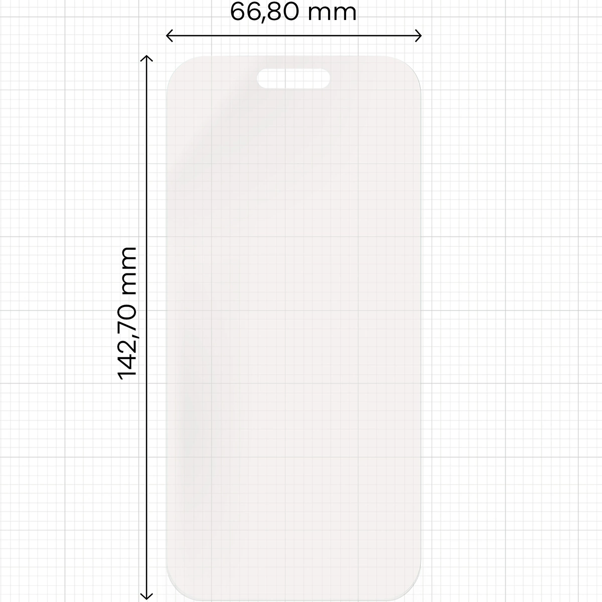 Miarka z wymiarami folii matowej Bizon Film Sun do Apple iPhone 16