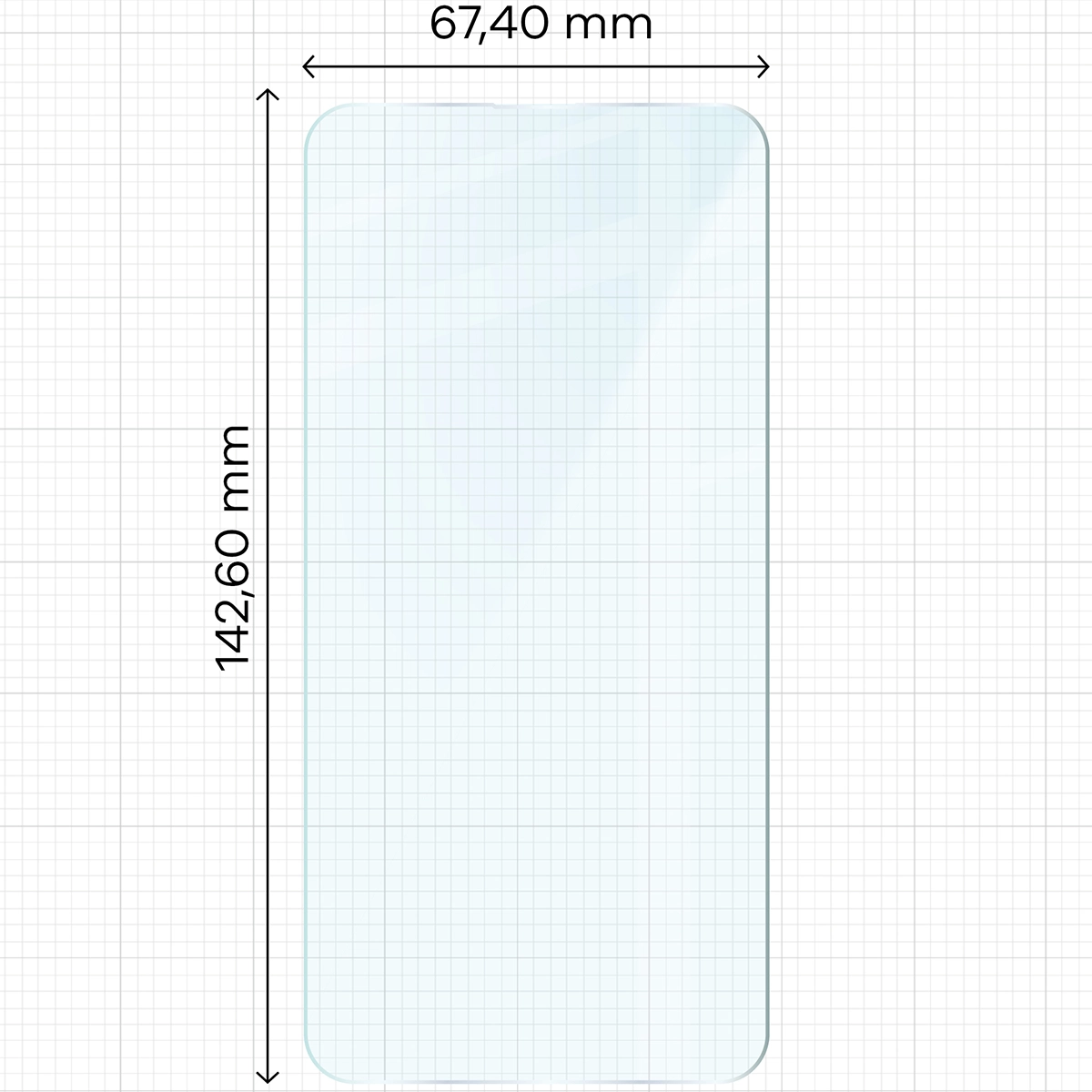 Miarka z wymiarami szkła hartowanego Bizon Glass Clear do Apple iPhone 17e / Apple iPhone 16e