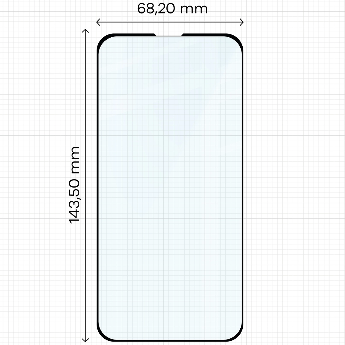 Miarka z wymiarami szkła hartowanego Bizon Glass Edge do Apple iPhone 17e / Apple iPhone 16e
