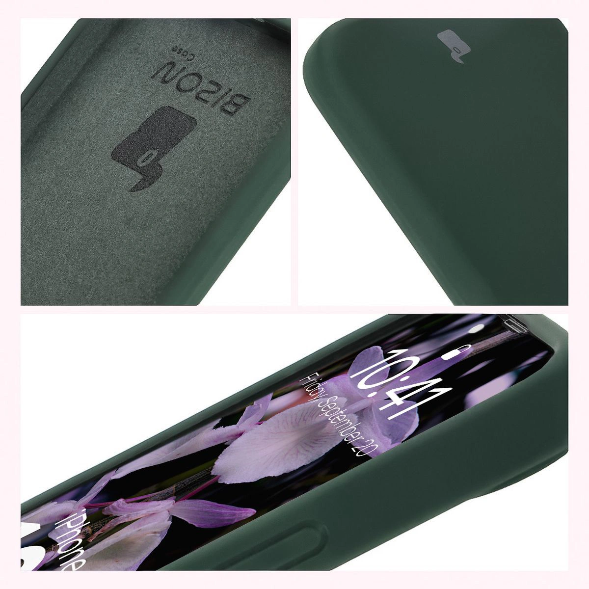 Konstrukcja etui Bizon Soft Case: zintegrowane osłony, podwyższone krawędzie i wyściółka z mikrofibry do Apple iPhone 17e/16e