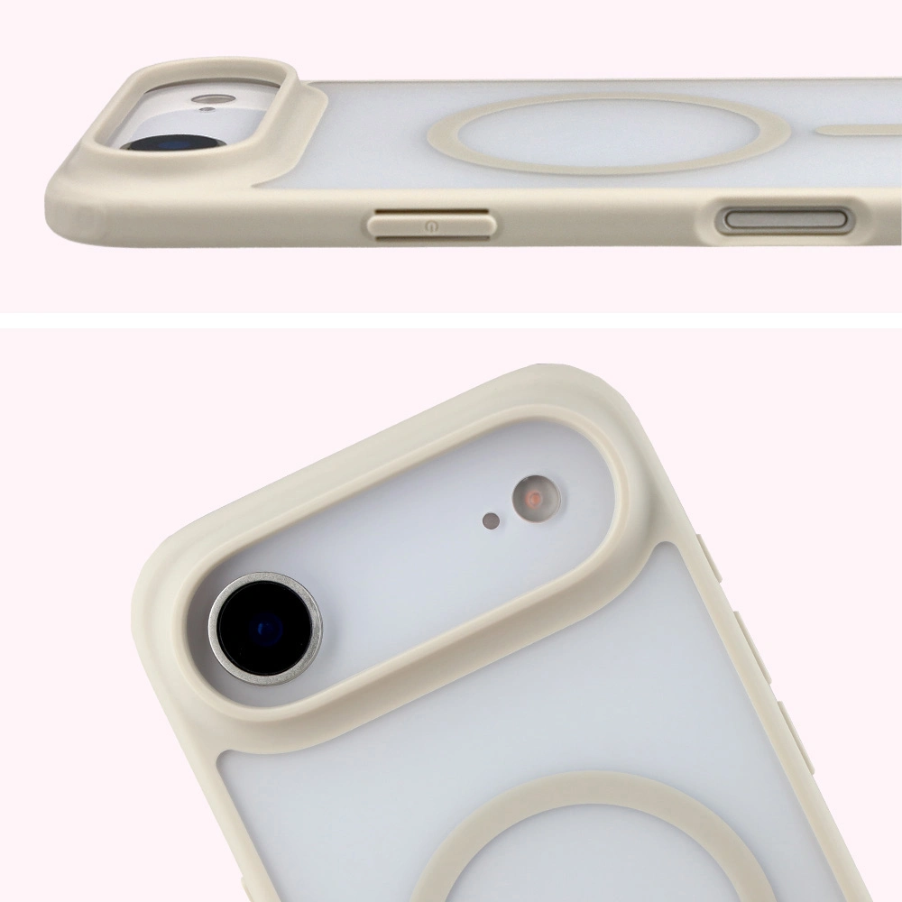 Pełne wycięcie i podwyższone krawędzie aparatu w etui Bizon Case MatteO do Apple iPhone 17 Air