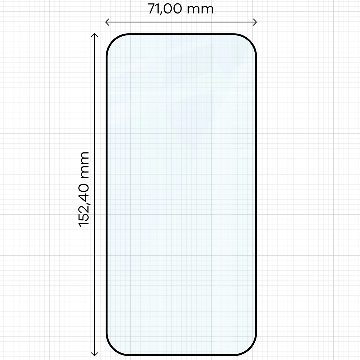 Miarka z wymiarami szkła hartowanego Bizon Glass Edge do Apple iPhone Air