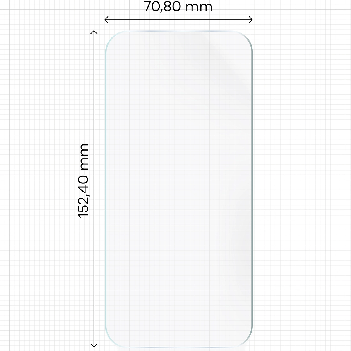 Miarka z wymiarami folii hydrożelowej Bizon Film Hydrogel Front do Apple iPhone Air