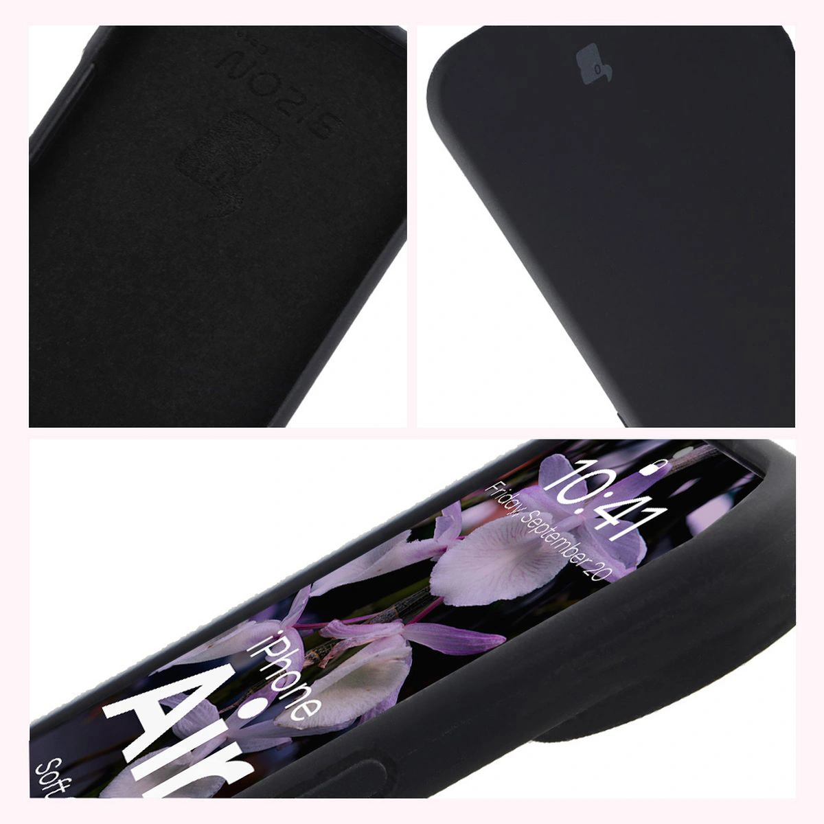 Konstrukcja etui Bizon Soft Case: zintegrowane osłony, podwyższone krawędzie i wyściółka z mikrofibry do Apple iPhone 17 Air