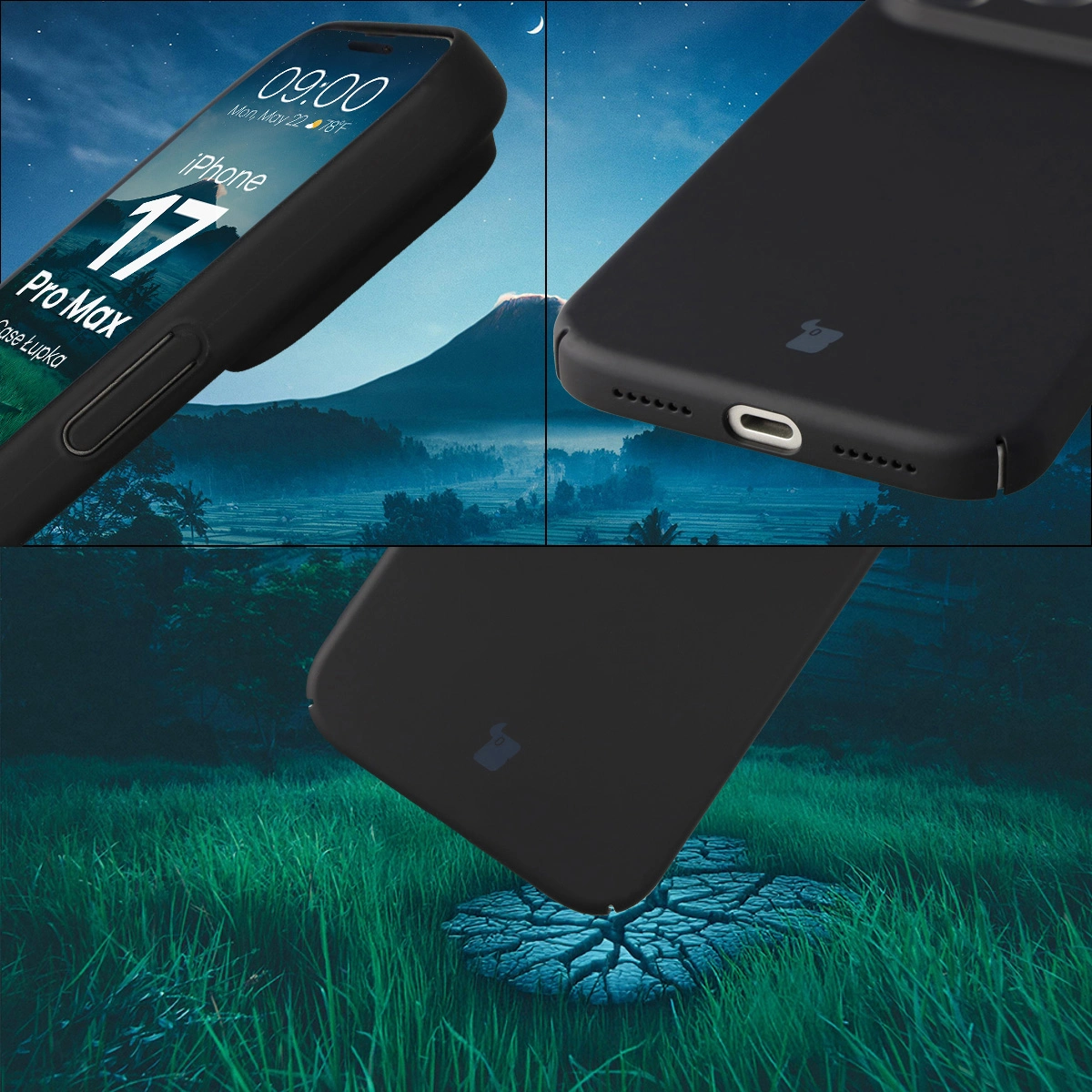 Zintegrowane osłony na przyciski, wycięcia i twardy materiał etui Bizon Case Łupka do Apple iPhone 17 Pro Max