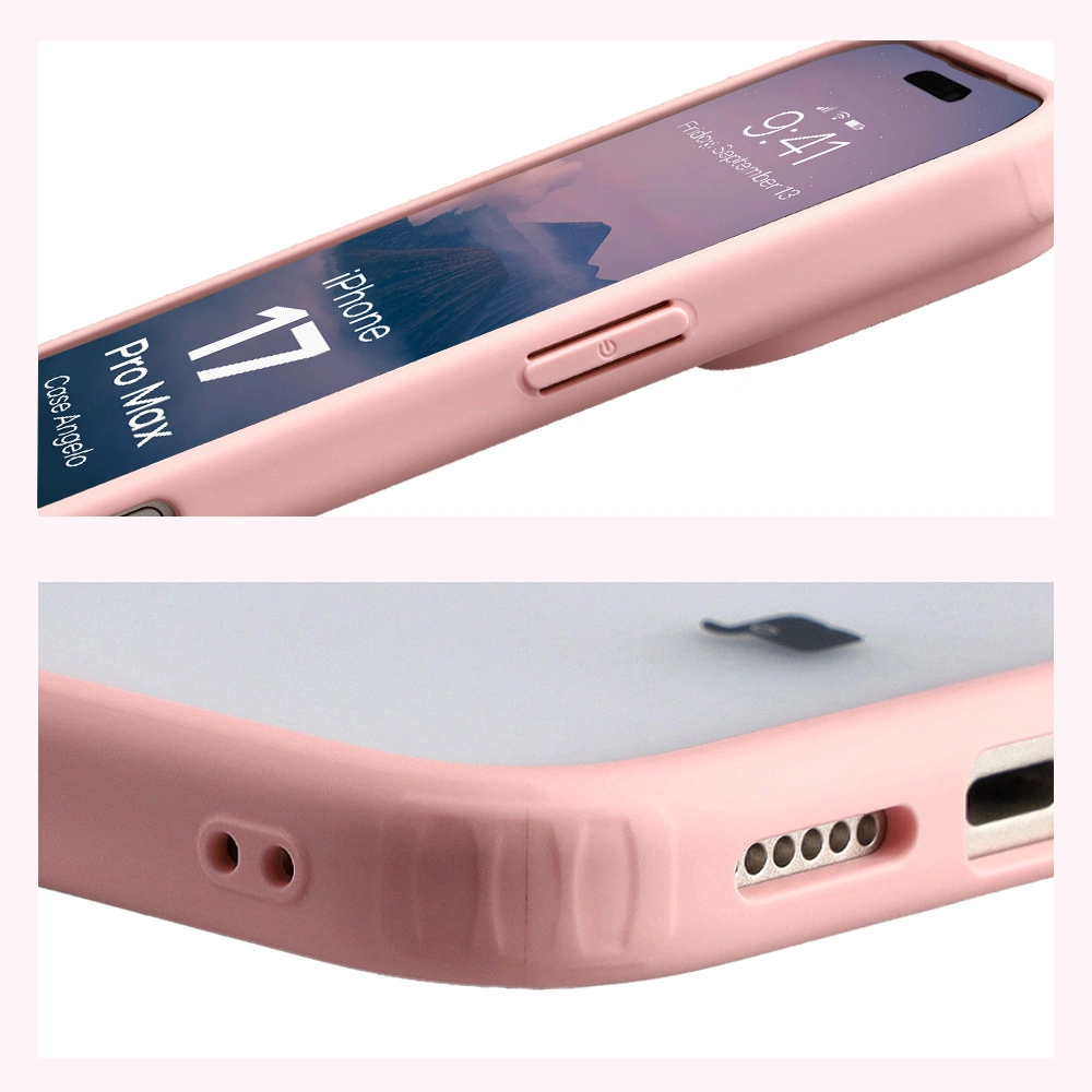 Wzmocnione narożniki i podwyższone ranty ekranu w etui Bizon Case Angelo do Apple iPhone 17 Pro Max