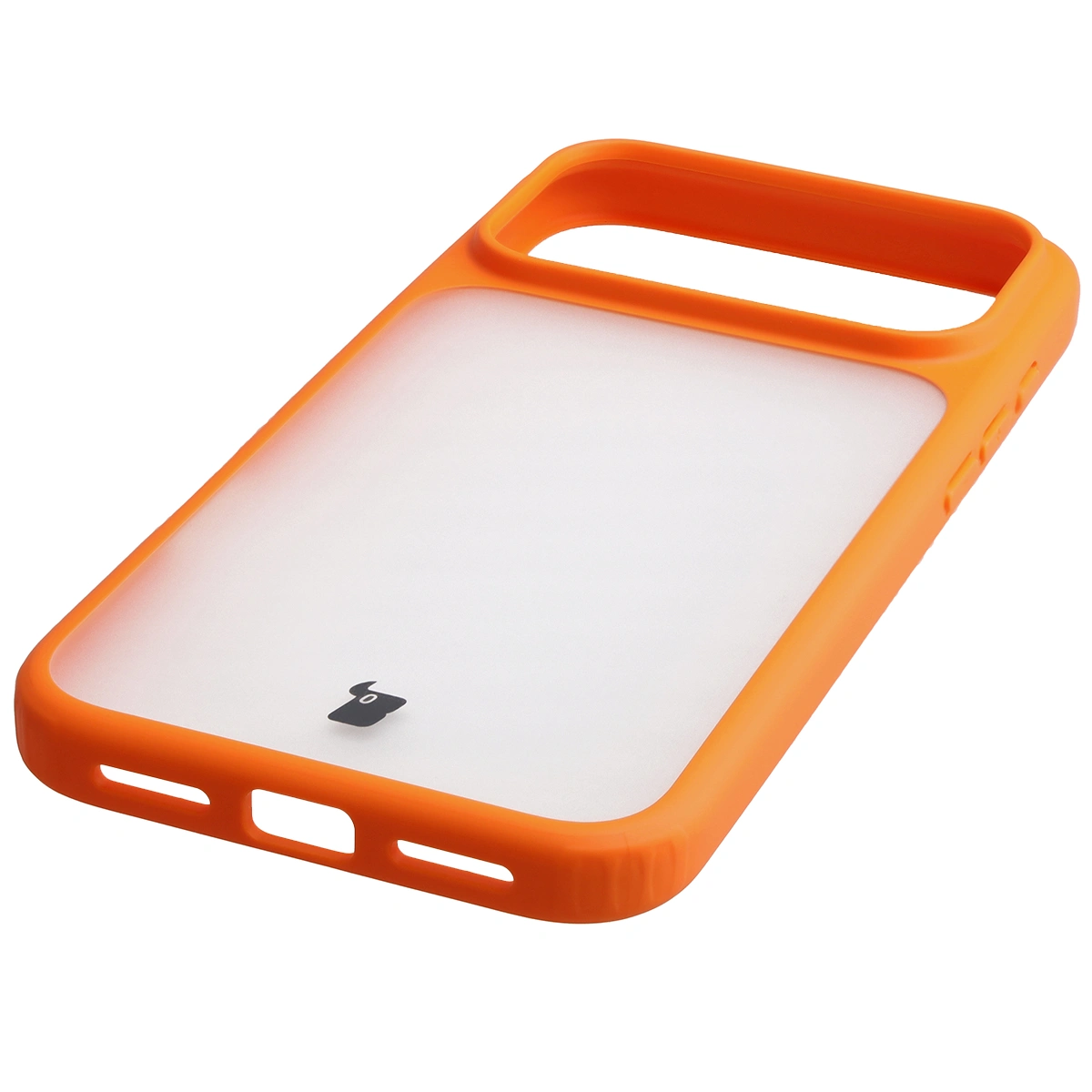 Zintegrowane przyciski, wycięcia i hybrydowy materiał w etui Bizon Case Angelo do Apple iPhone 17 Pro Max
