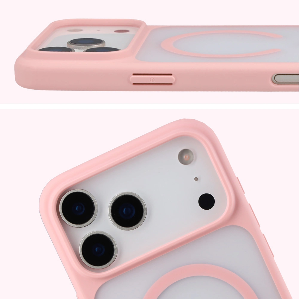 Pełne wycięcie i podwyższone krawędzie aparatu w etui Bizon Case MatteO do Apple iPhone 17 Pro Max