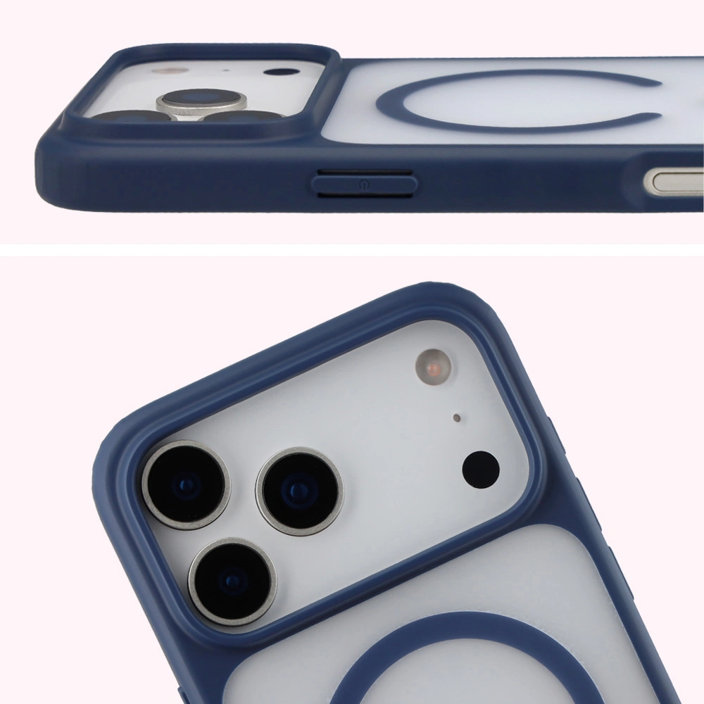Pełne wycięcie i podwyższone krawędzie aparatu w etui Bizon Case MatteO do Apple iPhone 17 Pro Max