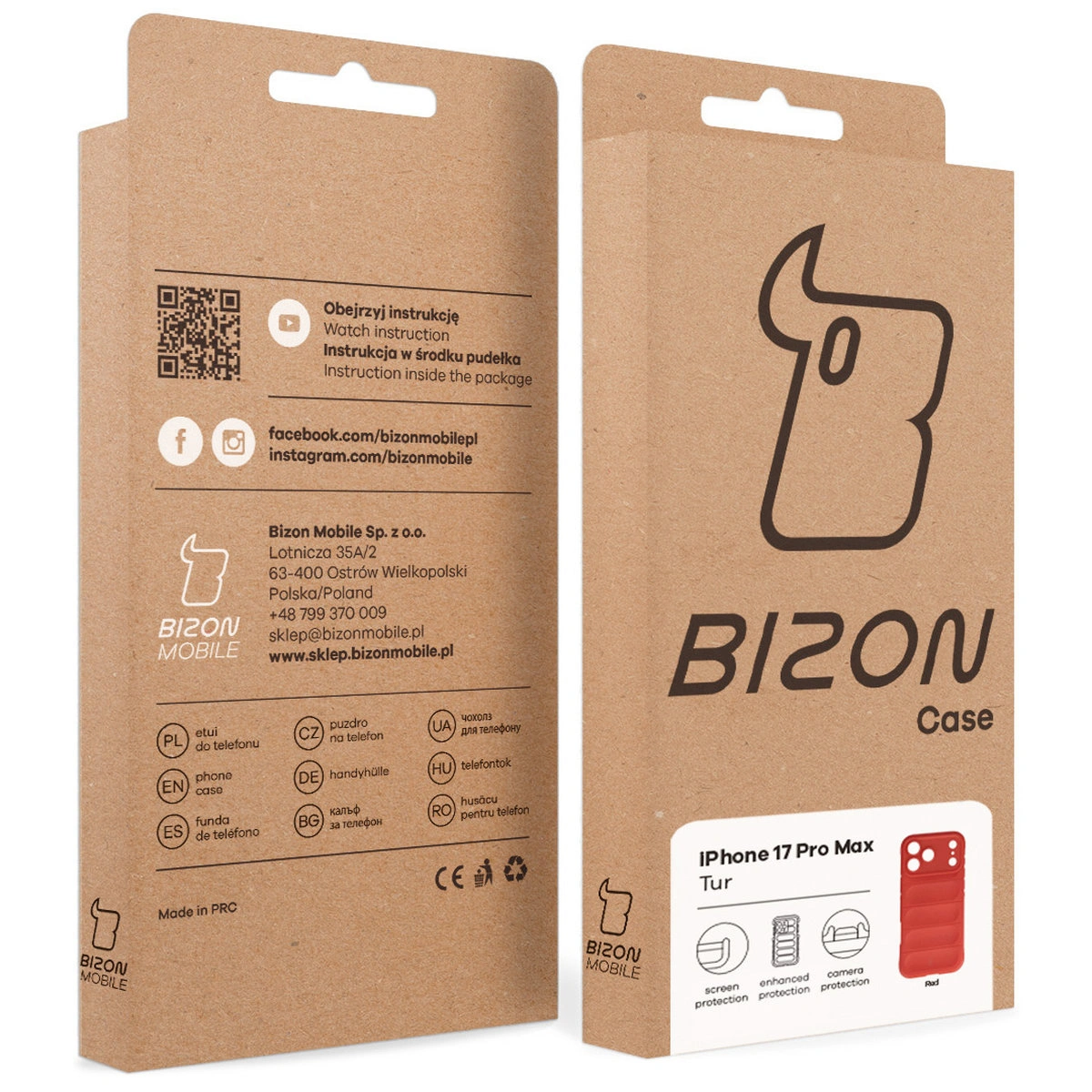 Kraftowe pudełko Bizon Case z dedykowaną etykietą do Apple iPhone 17 Pro Max