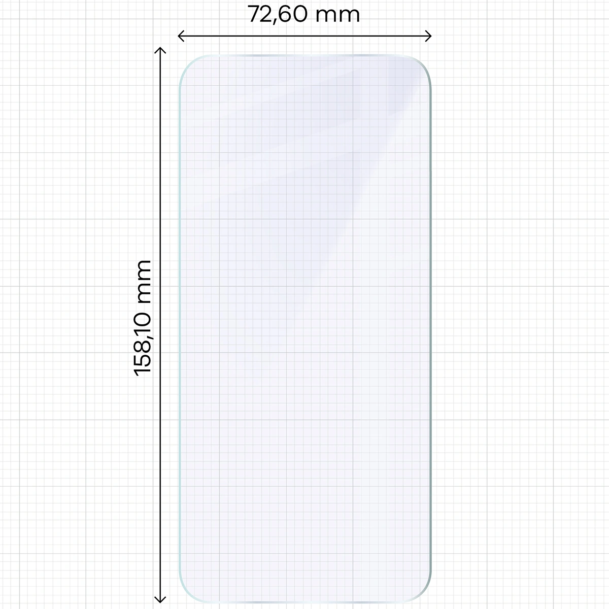 Miarka z wymiarami szkła hybrydowego Bizon Hybrid Mule Duo do Apple iPhone 17 Pro Max