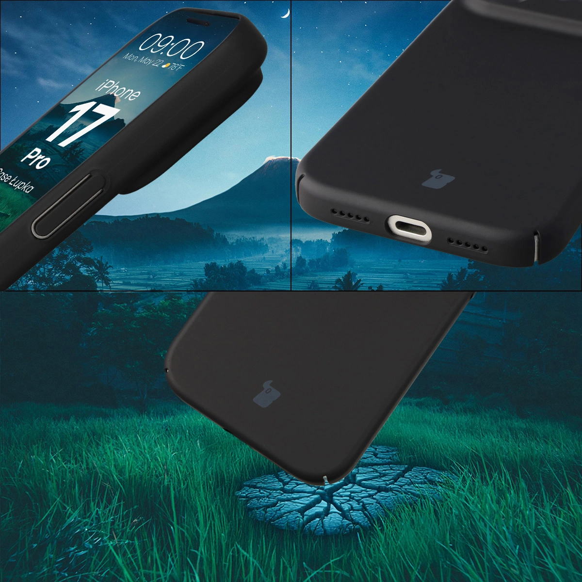 Zintegrowane osłony na przyciski, wycięcia i twardy materiał etui Bizon Case Łupka do Apple iPhone 17 Pro