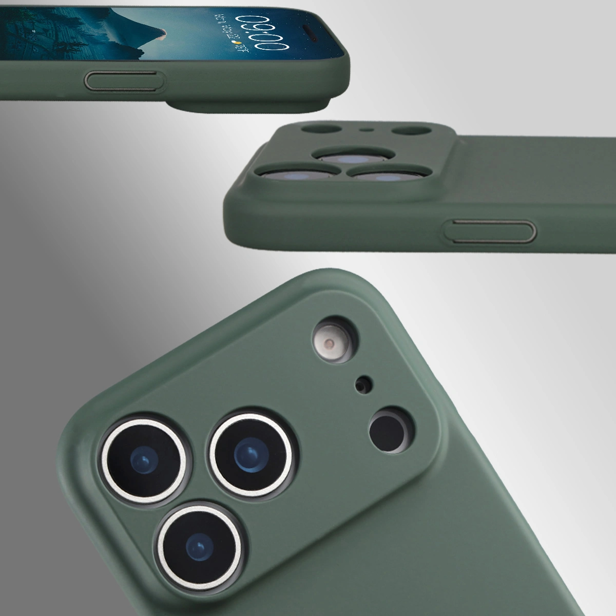 Dedykowane wycięcia i podwyższone krawędzie aparatu i ekranu w etui Bizon Case Łupka do Apple iPhone 17 Pro