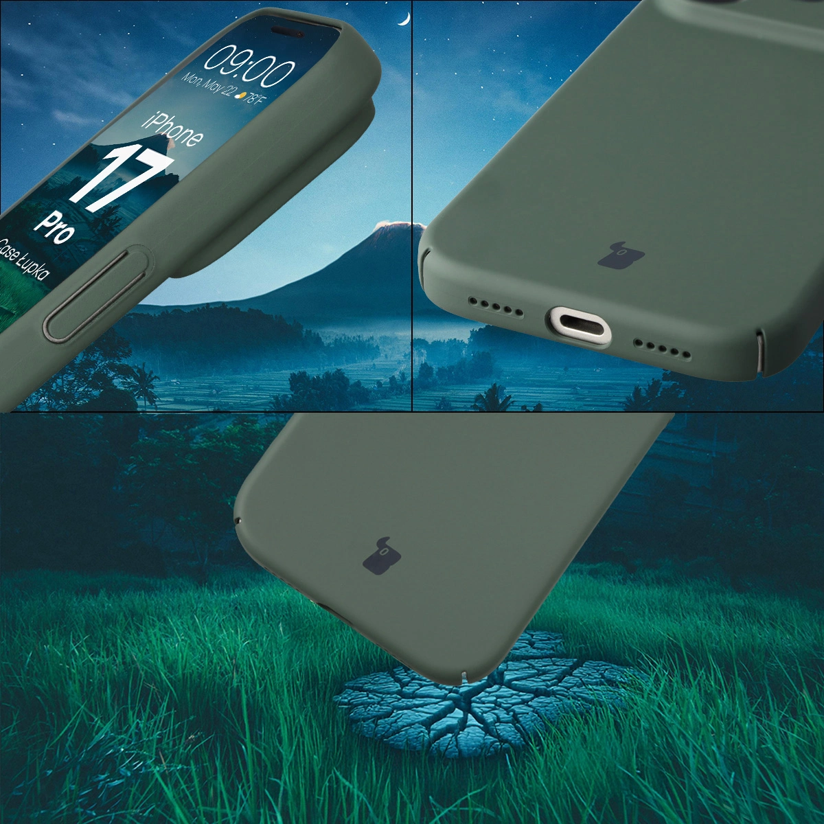 Zintegrowane osłony na przyciski, wycięcia i twardy materiał etui Bizon Case Łupka do Apple iPhone 17 Pro