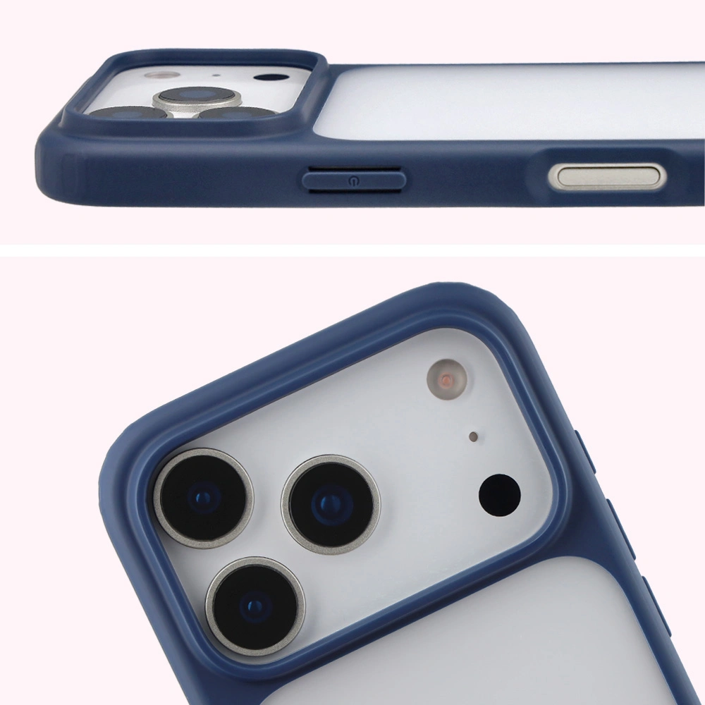 Pełne wycięcie i podwyższone krawędzie aparatu w etui Bizon Case Angelo do Apple iPhone 17 Pro