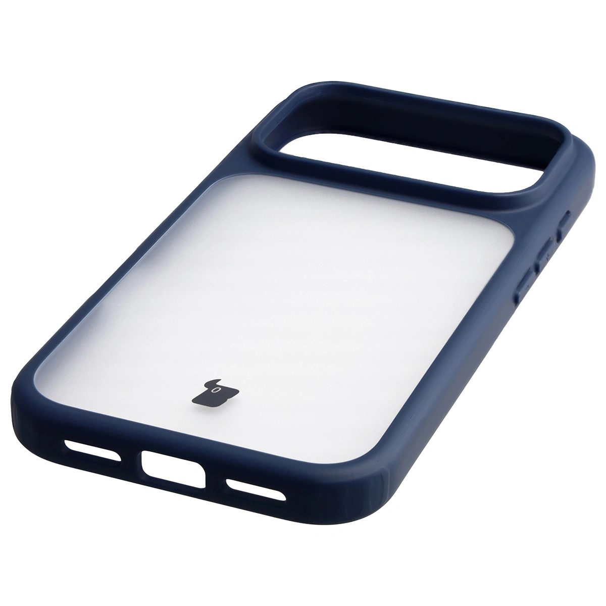 Zintegrowane przyciski, wycięcia i hybrydowy materiał w etui Bizon Case Angelo do Apple iPhone 17 Pro