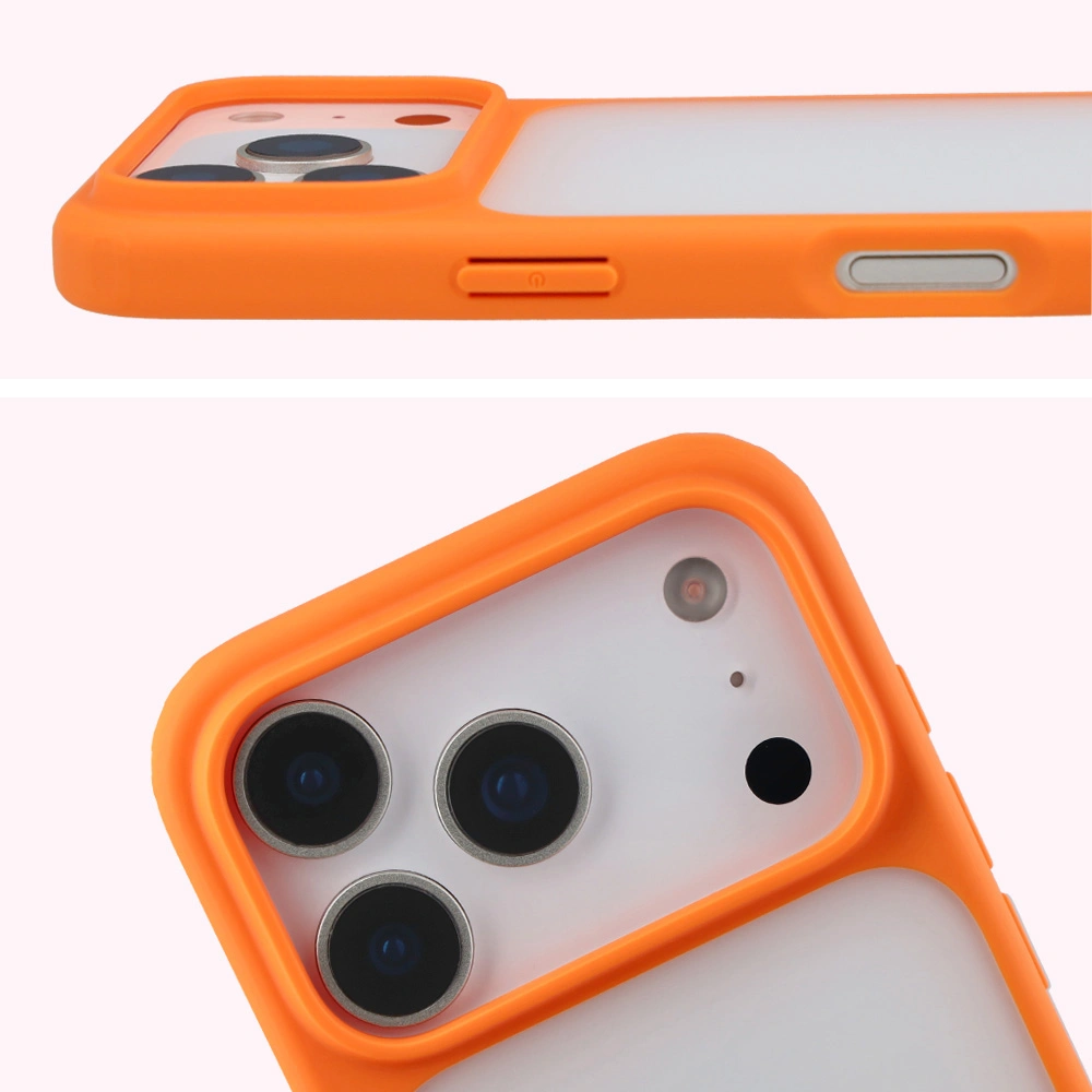 Pełne wycięcie i podwyższone krawędzie aparatu w etui Bizon Case Angelo do Apple iPhone 17 Pro