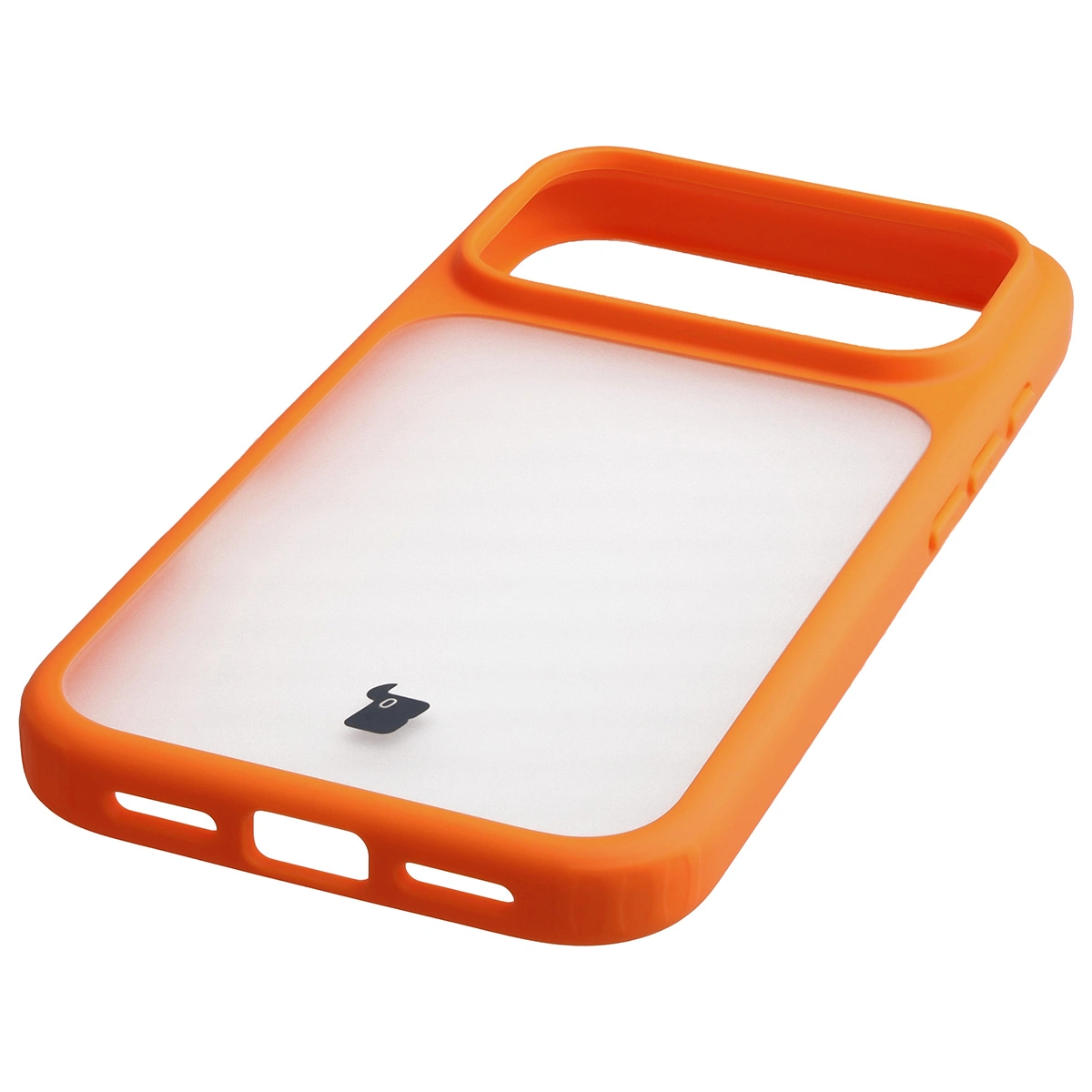 Zintegrowane przyciski, wycięcia i hybrydowy materiał w etui Bizon Case Angelo do Apple iPhone 17 Pro