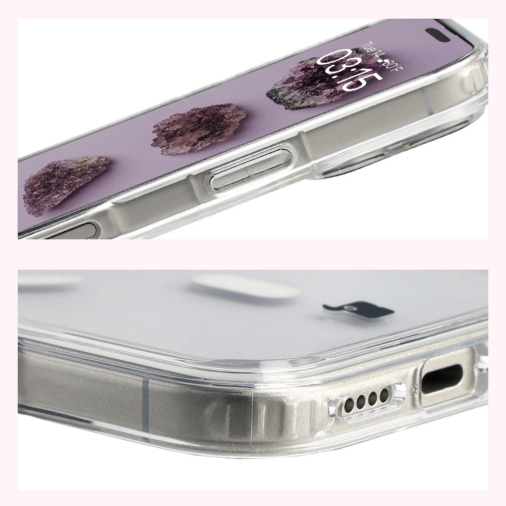 Wzmocnione narożniki i podwyższone ranty ekranu w etui Bizon Case CrystalO do Apple iPhone 17 Pro
