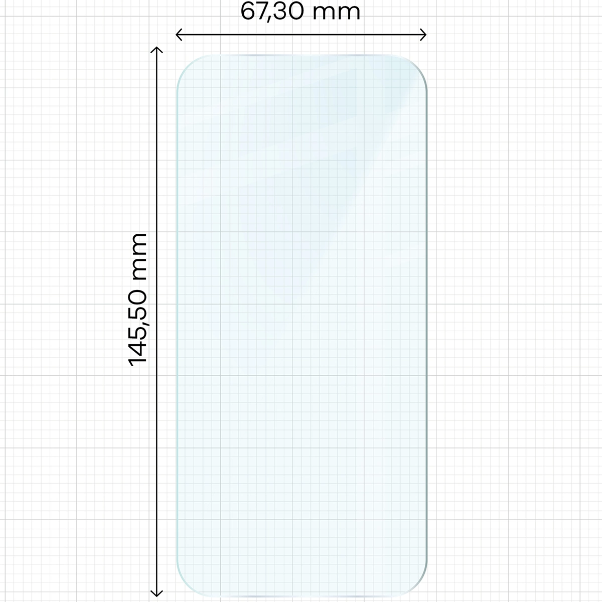 Miarka z wymiarami szkła hartowanego Bizon Glass Clear Duo do Apple iPhone 18 Pro / Apple iPhone 17 / Apple iPhone 17 Pro / Apple iPhone 16 Pro