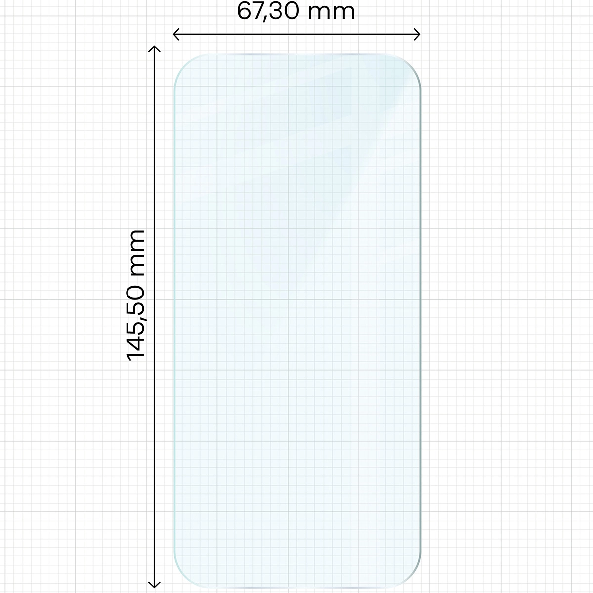 Miarka z wymiarami szkła hartowanego Bizon Glass Clear Pack do Apple iPhone 17 Pro