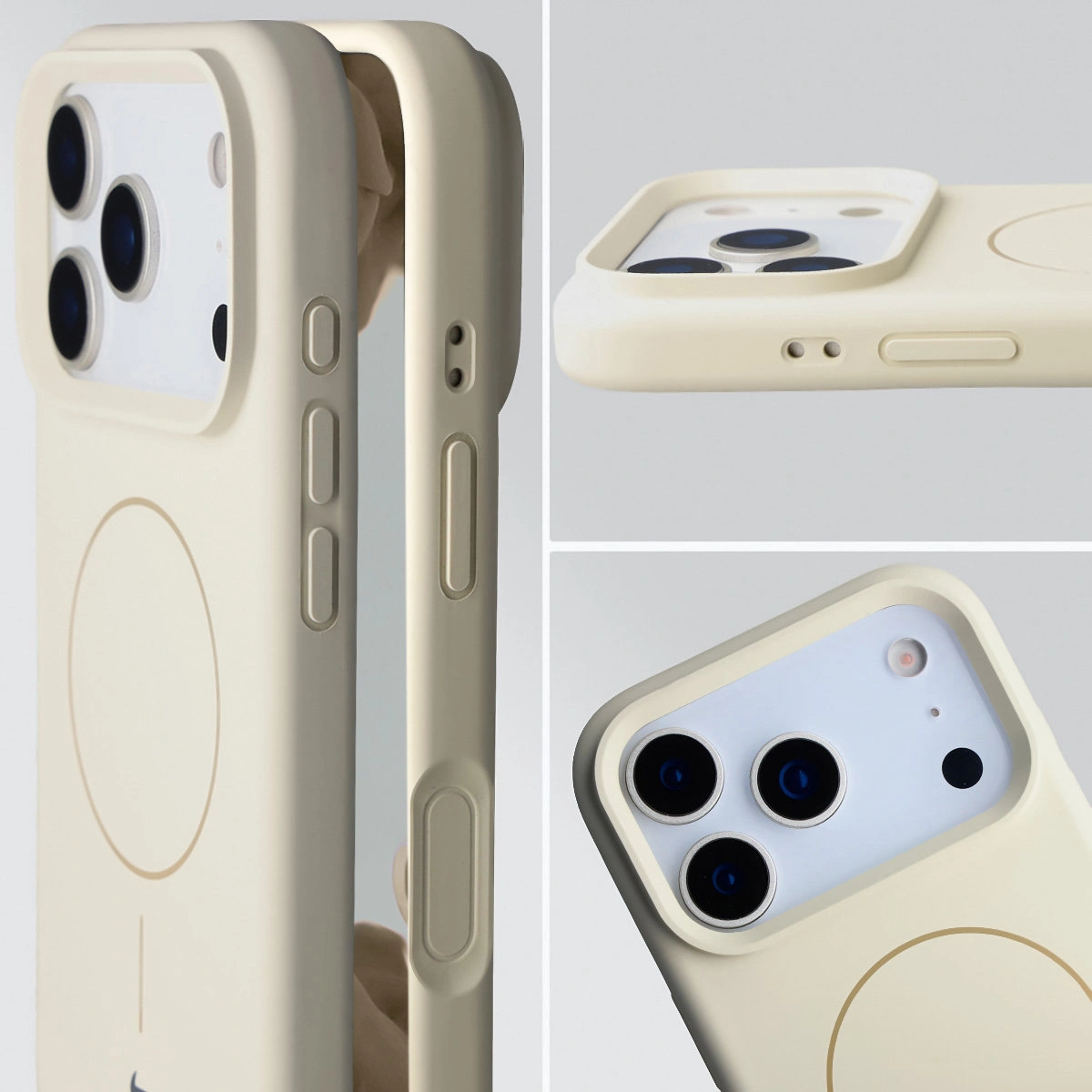 Wycięcie na obiektywy i podwyższone krawędzie w etui Bizon Soft Case Magnetic do Apple iPhone 17 Pro