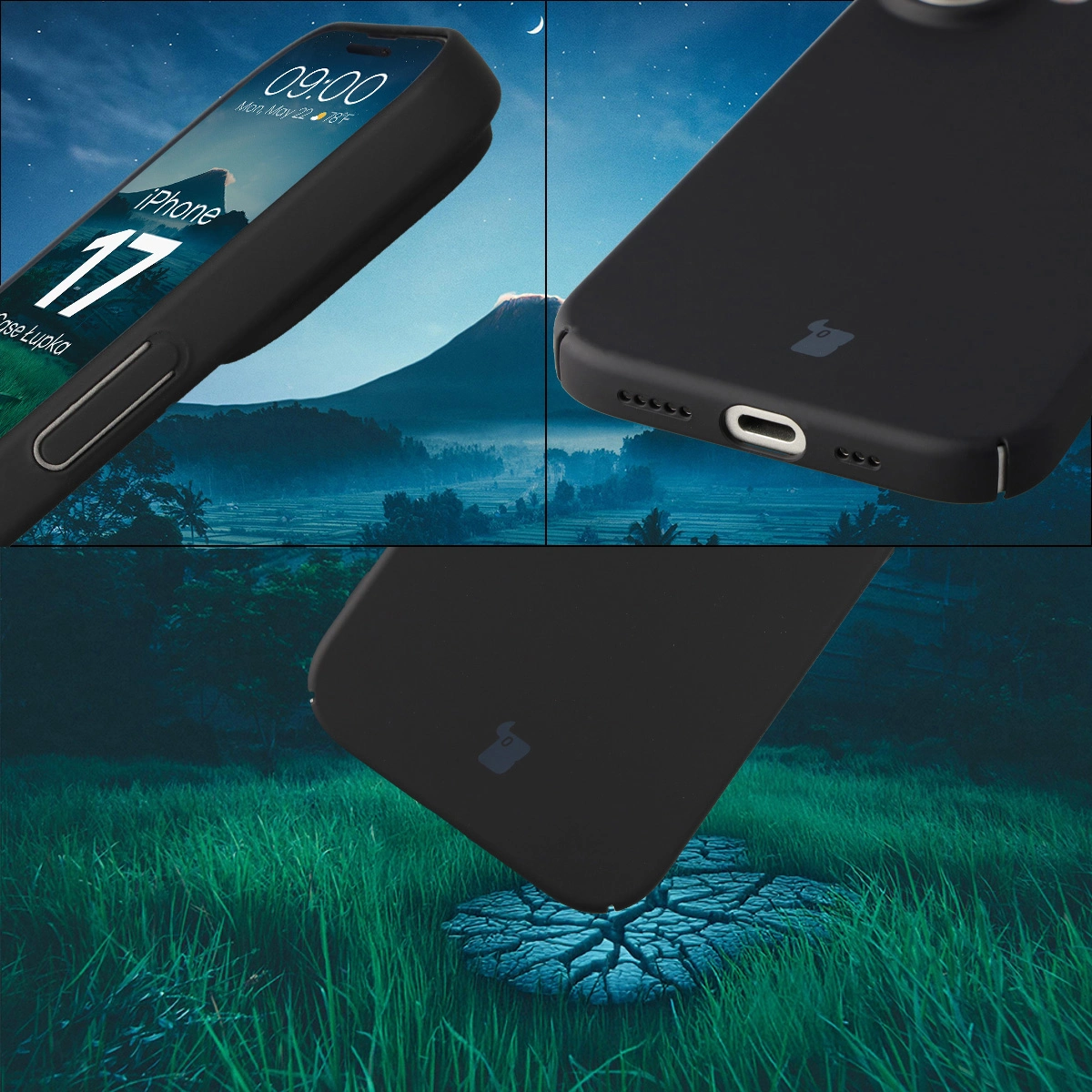 Zintegrowane osłony na przyciski, wycięcia i twardy materiał etui Bizon Case Łupka do Apple iPhone 17