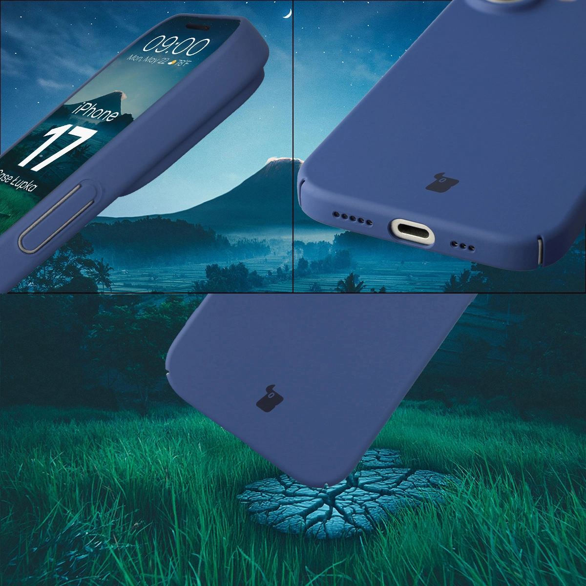 Zintegrowane osłony na przyciski, wycięcia i twardy materiał etui Bizon Case Łupka do Apple iPhone 17