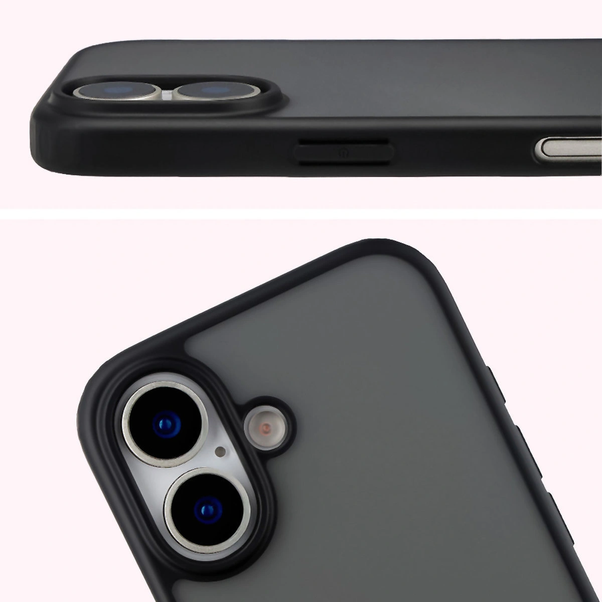 Pełne wycięcie i podwyższone krawędzie aparatu w etui Bizon Case Angelo do Apple iPhone 17